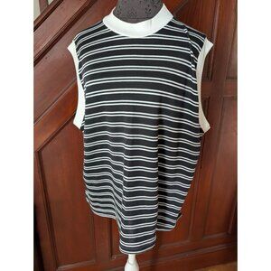 Vintage Gotham II Sleeveless Striped Shirt Black & White Size 44/24W